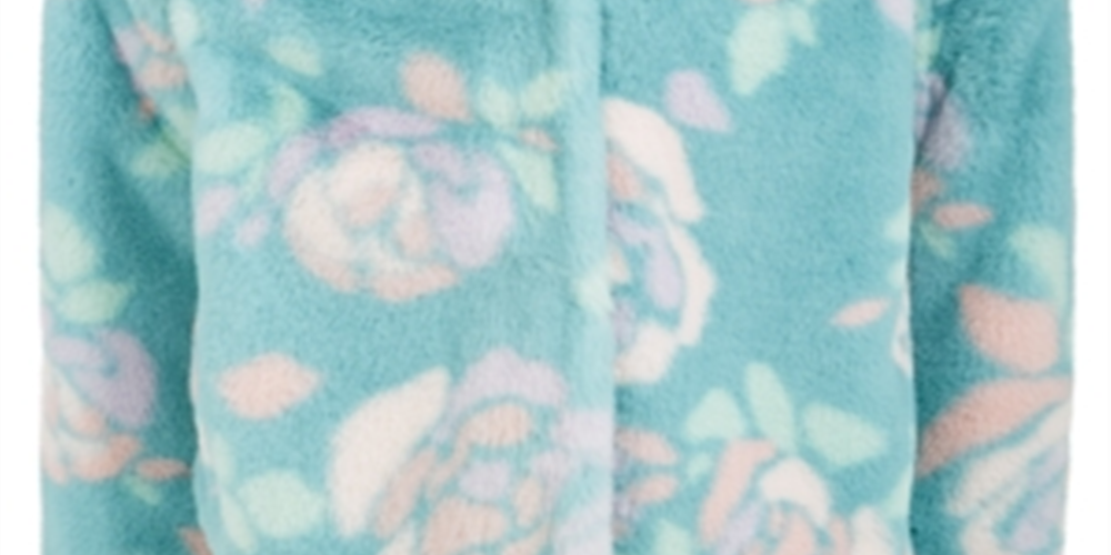 Jaqueta de pele sintética com estampa floral para meninas Epic Threads, azul, tamanho 3T