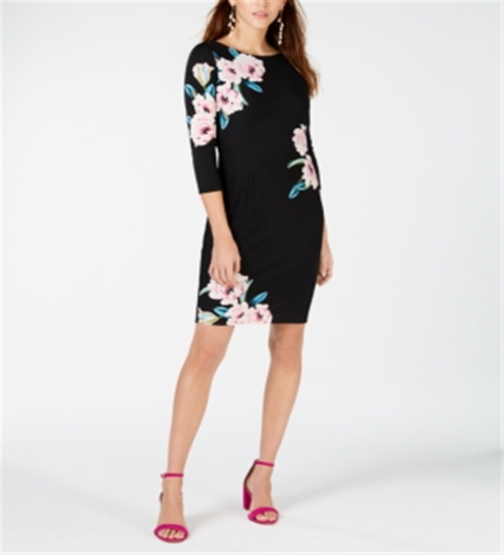 Vestido tubinho floral feminino INC International Concepts, preto, tamanho 2XL