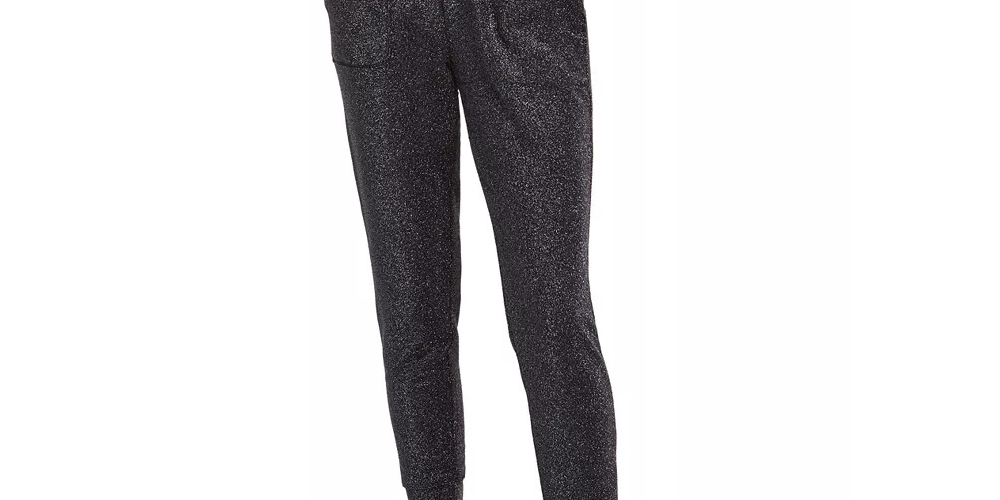 Calça jogger feminina INC International Concepts Sparkle preta tamanho médio