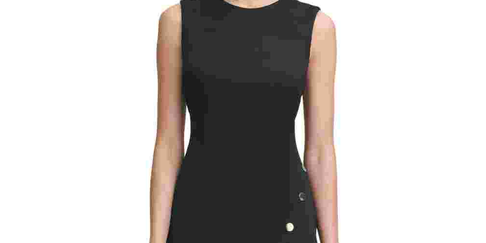 Vestido assimétrico com blocos de cores Tommy Hilfiger feminino, preto, tamanho 12