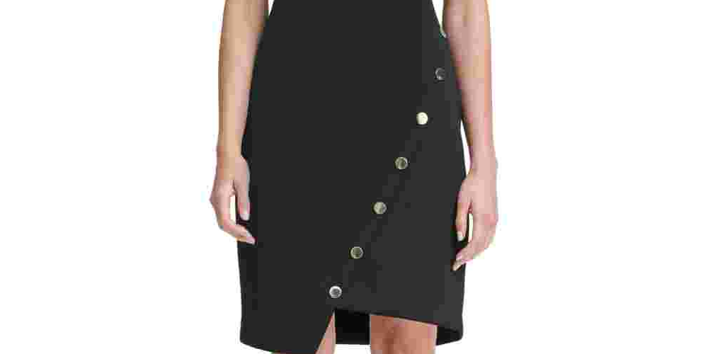 Vestido assimétrico com blocos de cores Tommy Hilfiger feminino, preto, tamanho 12