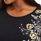 JM Collection Blusa feminina com decote redondo e estampa floral, tamanho XS, dourada