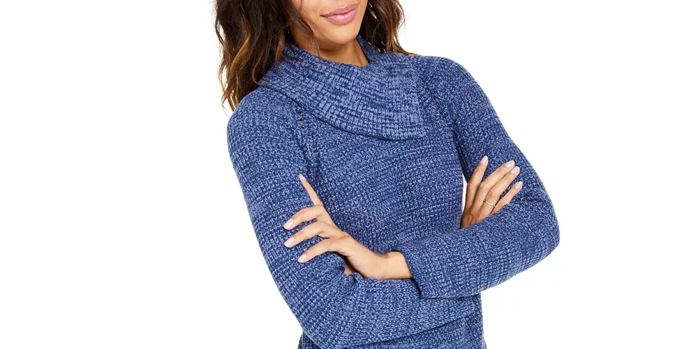 Suéter feminino de malha Pointelle da Style &amp; Co, azul, tamanho pequeno