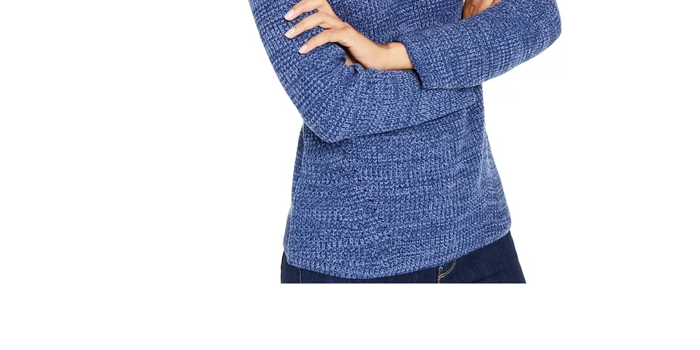 Suéter feminino de malha Pointelle da Style &amp; Co, azul, tamanho pequeno