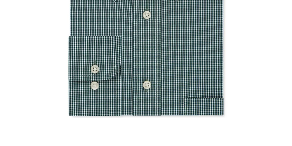 Camisa social xadrez Eagle masculina clássica/regular, sem passar a ferro, com gola flexível, verde, tamanho 15x32-33