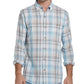 Camisa xadrez vintage masculina, à prova de intempéries, ajuste regular, ponta a ponta, azul, tamanho XXX-G
