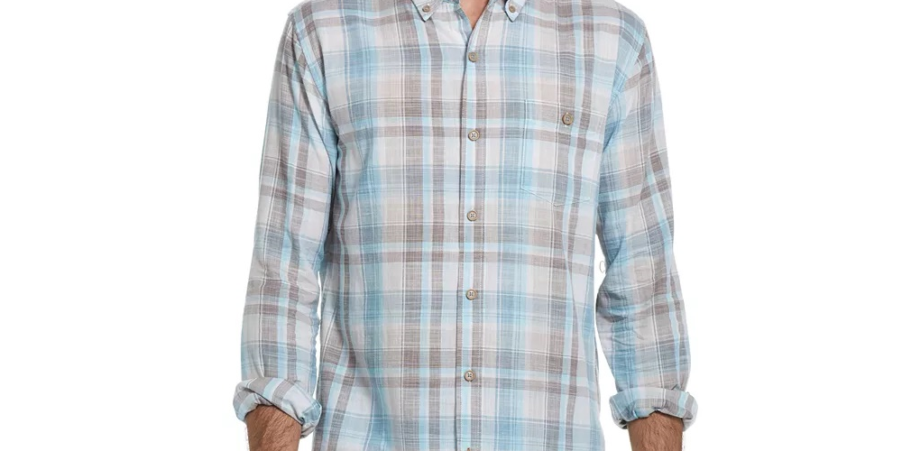 Camisa xadrez vintage masculina, à prova de intempéries, ajuste regular, ponta a ponta, azul, tamanho XXX-G