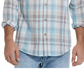 Camisa xadrez vintage masculina, à prova de intempéries, ajuste regular, ponta a ponta, azul, tamanho XXX-G