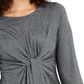 Blusa feminina Alfani com amarração frontal metálica, cinza, tamanho grande