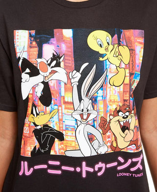 Camiseta gráfica Tokyo da Warner Brothers Junior, preta, tamanho médio
