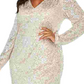Vestido Calvin Klein Plus Size Feminino Drapeado com Paetês Dourado Tamanho 22W