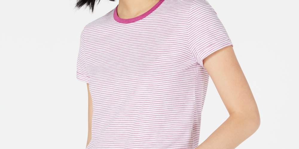 Camiseta feminina Maison Jules com decote redondo e alças finas, roxa, tamanho extragrande