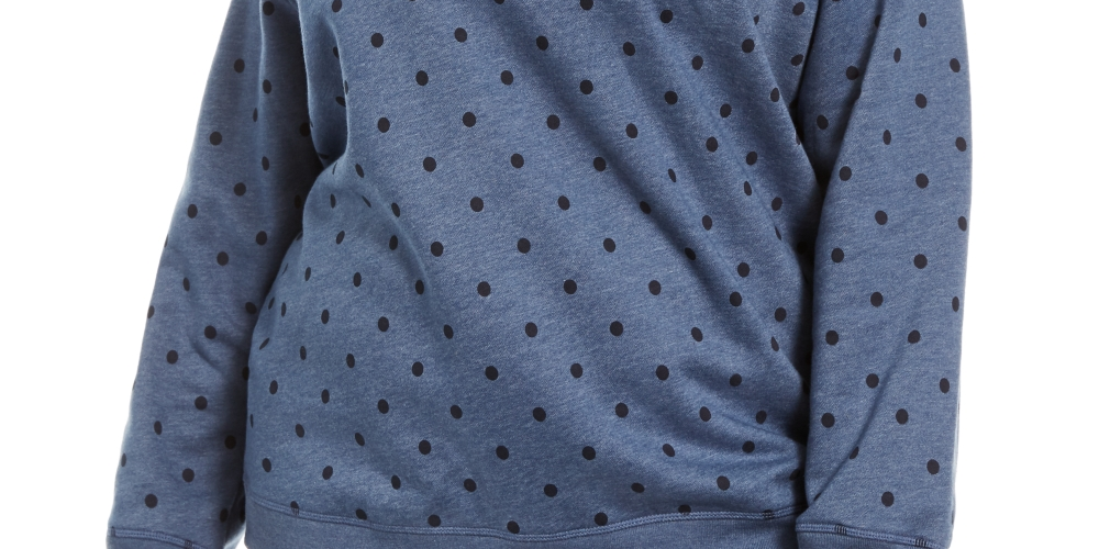 Karen Scott Plus Dotted Fleece Crewneck Top Feminino Azul Tamanho 0X