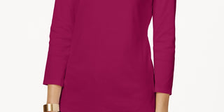 Charter Club Feminino Pima Algodão Botão Ombro Top Vermelho Tamanho Pequeno Pequeno