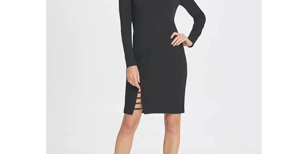 Vestido tubinho com recortes e contas DKNY feminino, preto, tamanho 2