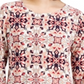 JM Collection Top feminino com estampa geométrica e decote redondo, rosa, tamanho extragrande
