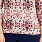 JM Collection Top feminino com estampa geométrica e decote redondo, rosa, tamanho extragrande
