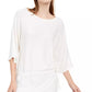 Alfani Suéter Feminino com Cintura Amarrada e Manga 3/4, Branco, Tamanho Médio