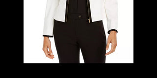 Jaqueta Calvin Klein Feminina com Zíper Frontal e Canelado, Branca e Preta, Tamanho 10