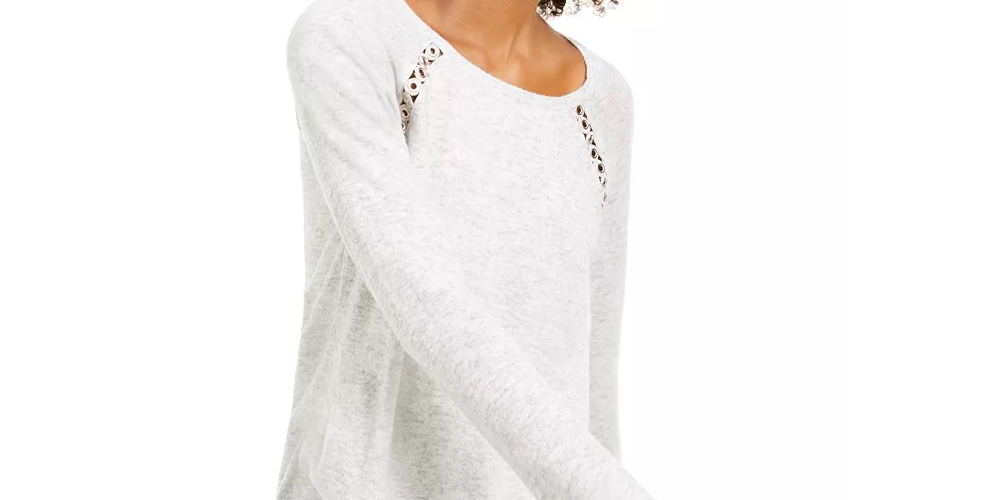 Suéter feminino com ilhós e mistura de lã da INC International Concepts, cinza, tamanho XX-G