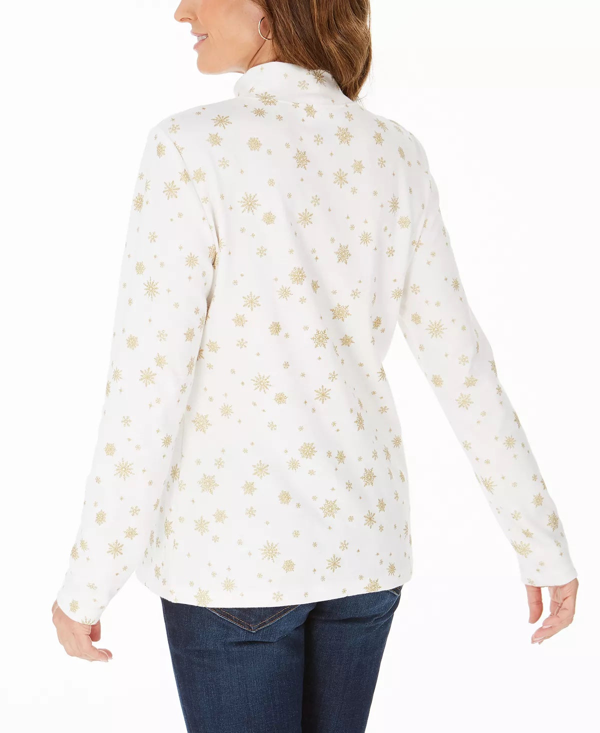 Karen Scott Blusa Feminina Snowy Glory Gola Falsa Branca Tamanho Médio