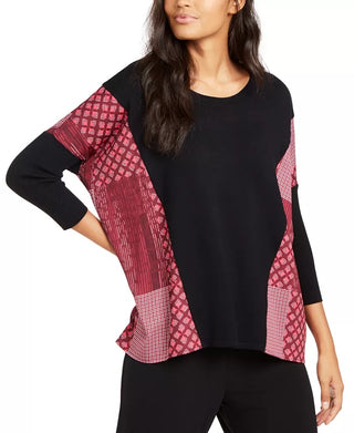 Poncho feminino Alfani com acabamento contrastante, preto, tamanho XX-G