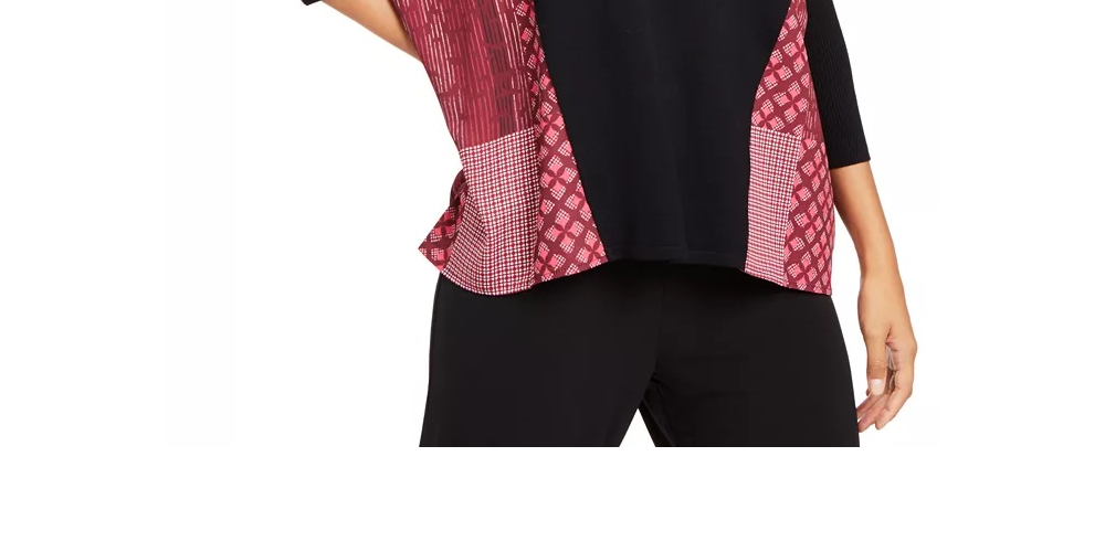 Poncho feminino Alfani com acabamento contrastante, preto, tamanho XX-G