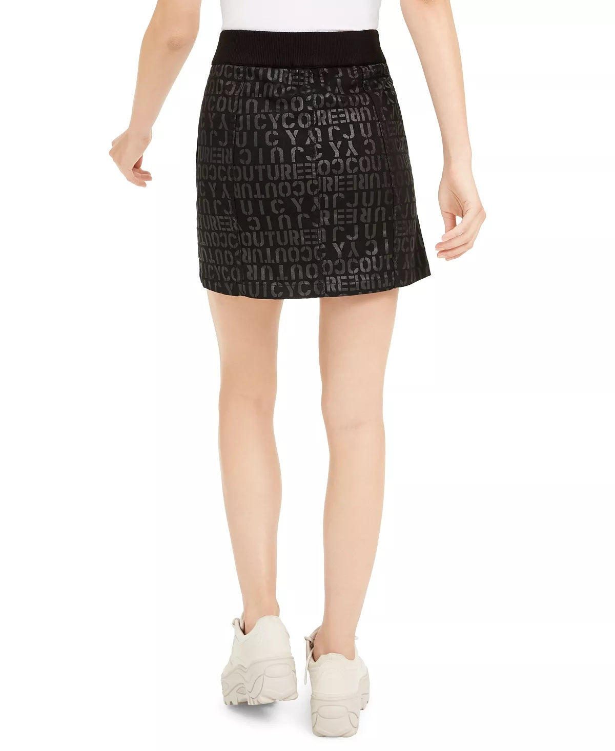 Minissaia jeans estampada com logotipo da Juicy Couture Junior, preta, tamanho 26