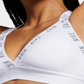 Sutiã esportivo Nike Indy feminino com costas abertas e baixo impacto, branco, tamanho extrapequeno