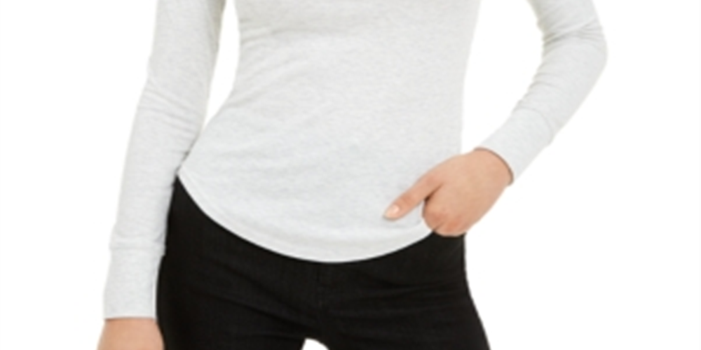 Blusa de gola alta com zíper e malha canelada Juicy Couture Junior, cinza, tamanho M