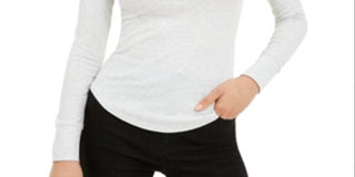 Blusa de gola alta com zíper e malha canelada Juicy Couture Junior, cinza, tamanho M