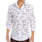 Camisa casual masculina com botões e manga comprida estampada da INC International Concepts, tamanho XX-G, branca