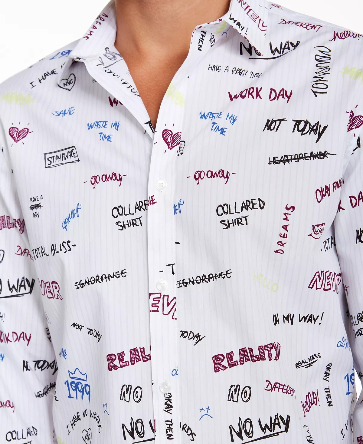 Camisa casual masculina com botões e manga comprida estampada da INC International Concepts, tamanho XX-G, branca