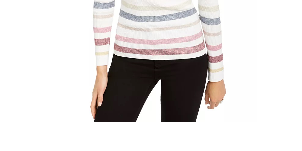 Suéter listrado feminino INC International Concepts, branco, tamanho XX-G