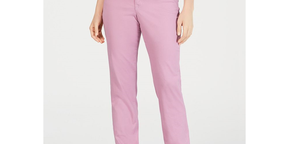 Jeans feminino estilo &amp; co com controle de barriga, perna reta, rosa, tamanho 6