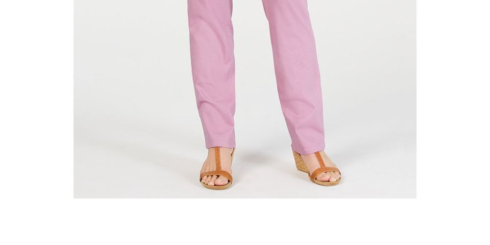 Jeans feminino estilo &amp; co com controle de barriga, perna reta, rosa, tamanho 6
