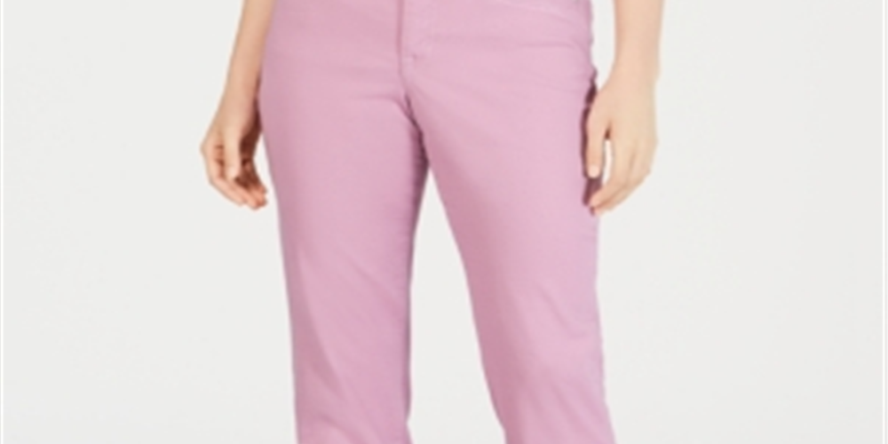 Jeans feminino estilo &amp; co com controle de barriga, perna reta, rosa, tamanho 6