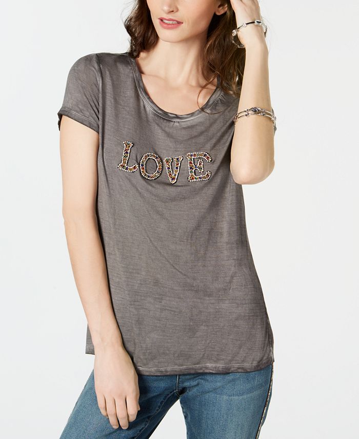 Camiseta Inc Embellished Love Cinza Tamanho G