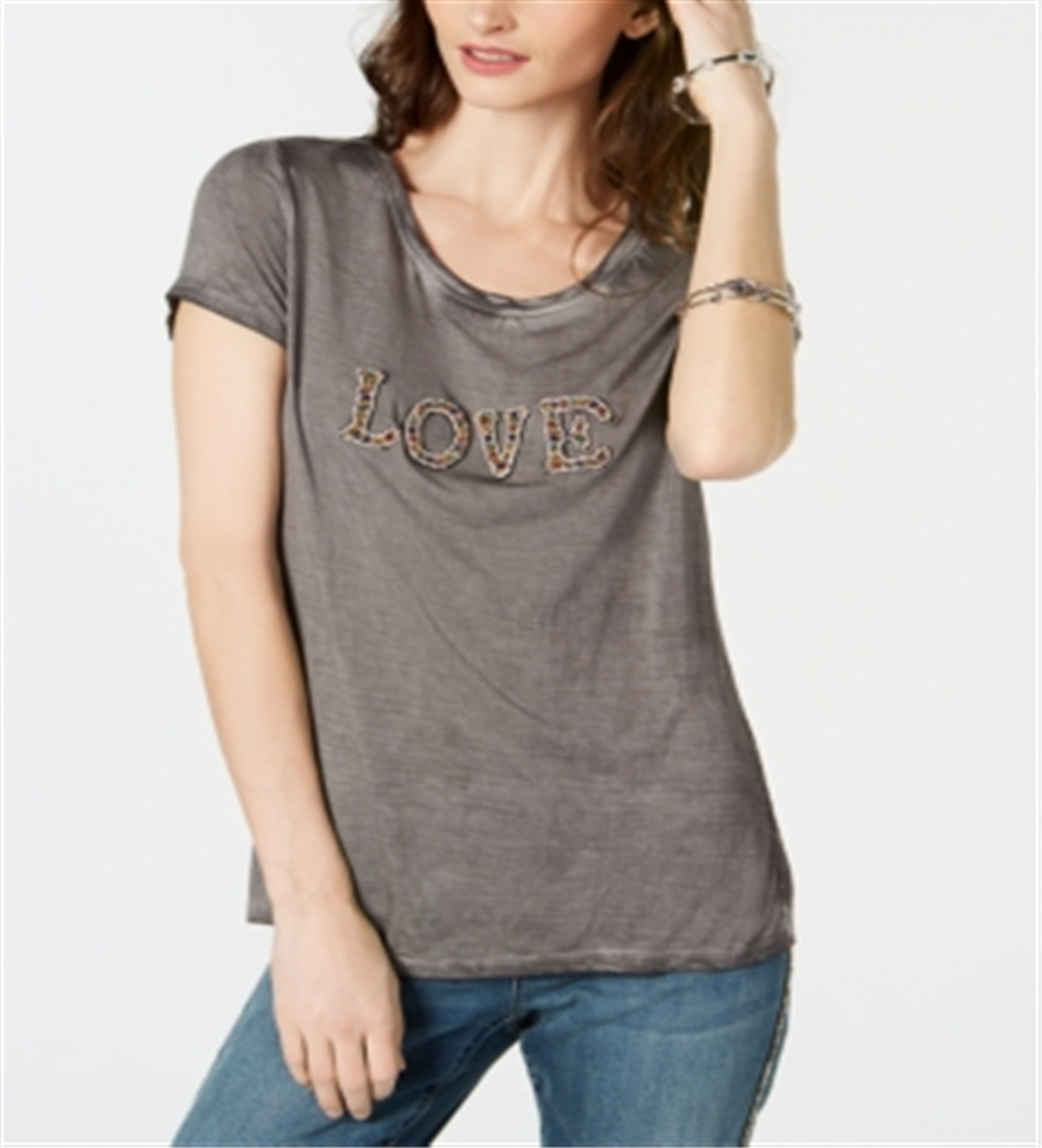 Camiseta Inc Embellished Love Cinza Tamanho G