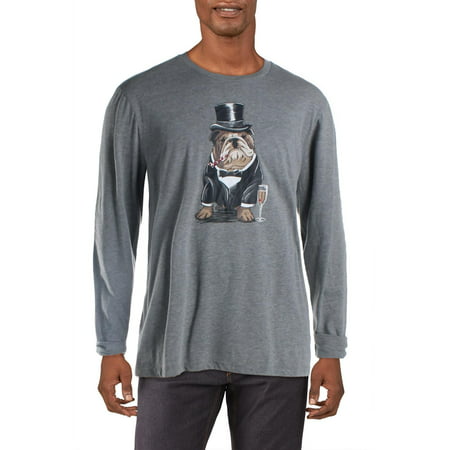 Camiseta masculina com estampa Bulldog Tuxedo, gola redonda, cinza, tamanho XX-G