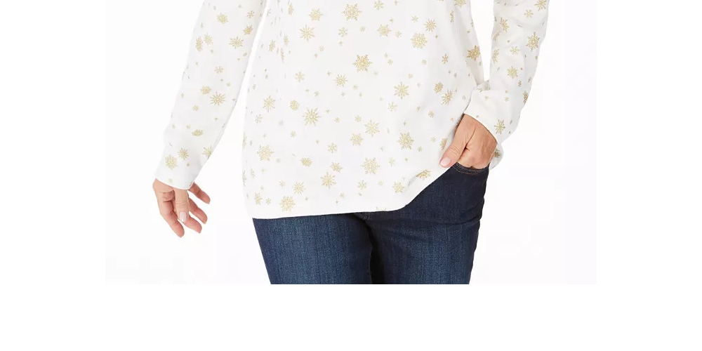 Karen Scott Blusa Feminina Snowy Glory Gola Falsa Branca Tamanho XS