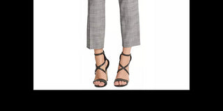 Calça xadrez DKNY Essex com cinto e tornozelo, cinza, tamanho 10, pequena