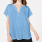 Blusa texturizada com decote em V feminina Alfani, azul, tamanho pequeno G