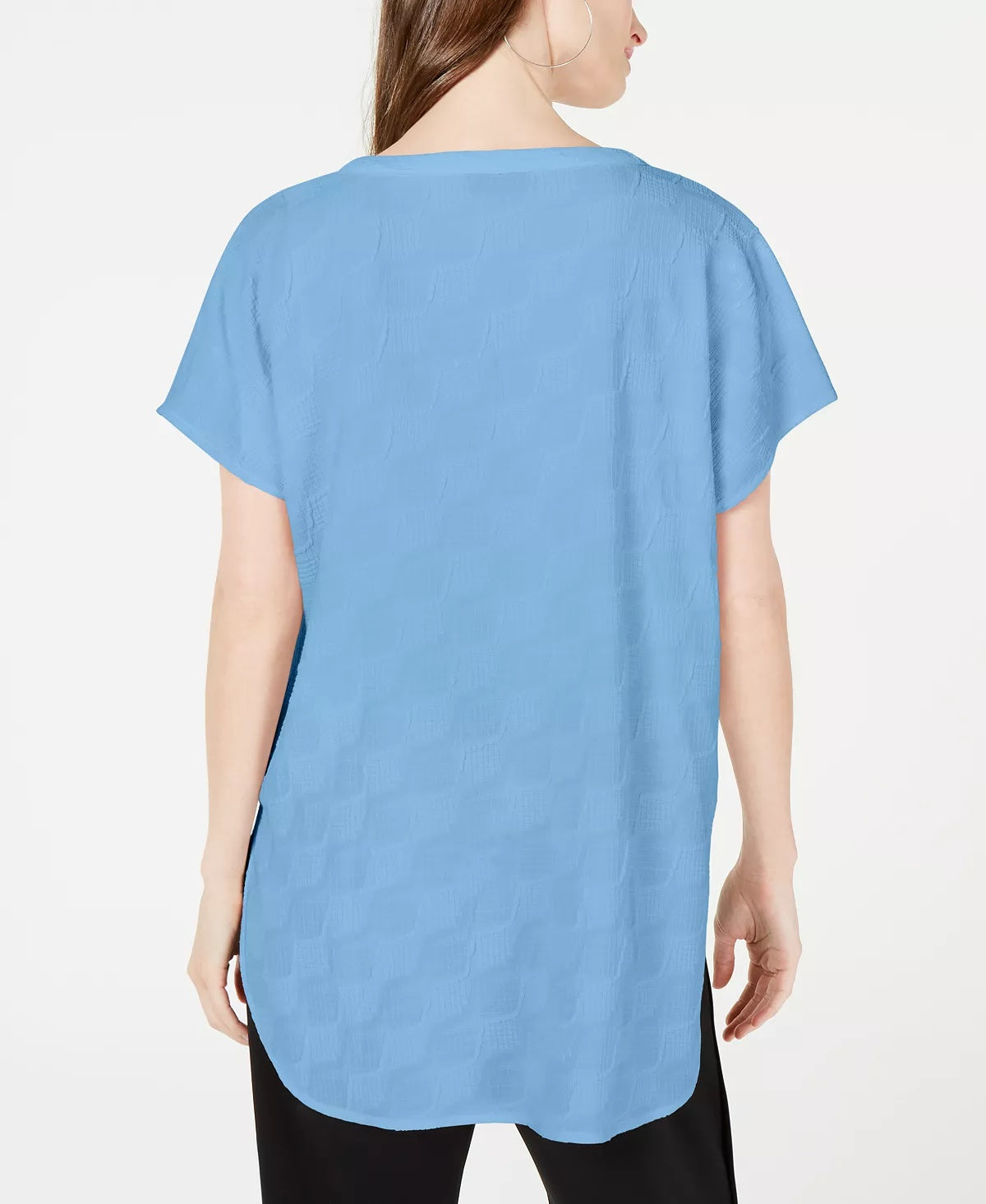 Blusa texturizada com decote em V feminina Alfani, azul, tamanho pequeno G