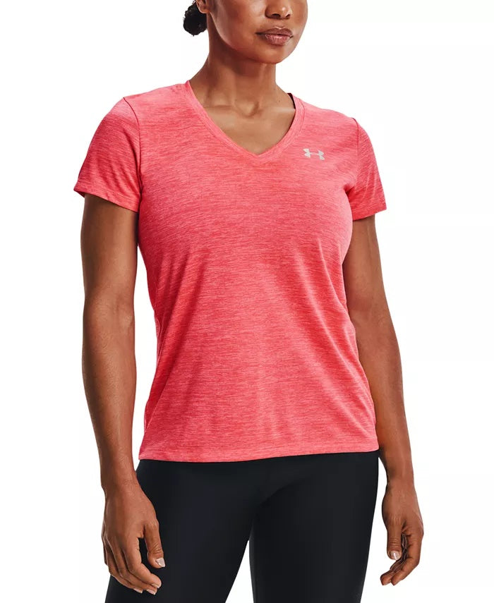 Camiseta Under Armour Twisted Tech Gola V Feminina Rosa Tamanho XS