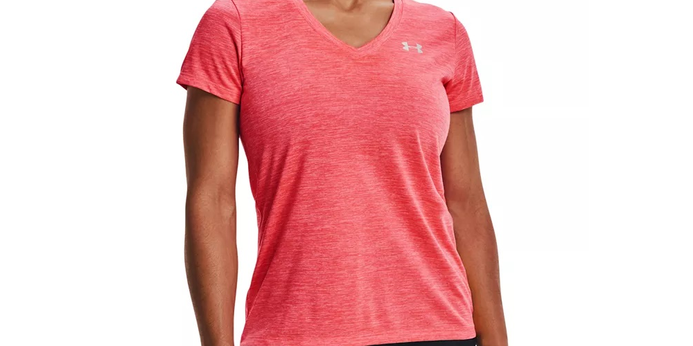 Camiseta Under Armour Twisted Tech Gola V Feminina Rosa Tamanho XS