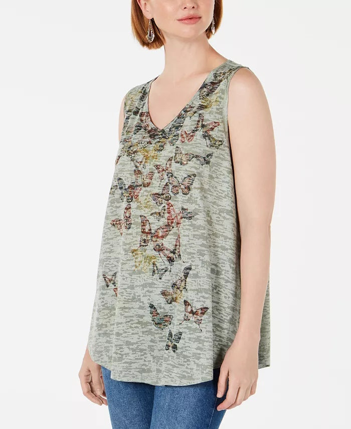 Regata feminina pequena sem mangas estilo &amp; co, verde, tamanho P/P