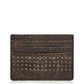 John Varvatos Star Usa Porta-cartões de couro cravejado masculino, preto, tamanho regular