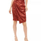 Minissaia assimétrica feminina com estampa de cobra da INC International Concepts, laranja, tamanho 8