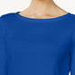 Charter Club Blusa feminina de algodão Pima com decote canoa e botões nos ombros, azul, tamanho X-G